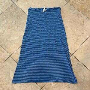 Lauren Jeans Co Ralph Lauren Maxi Skirt Womens M Blue White Striped Cotton Blend